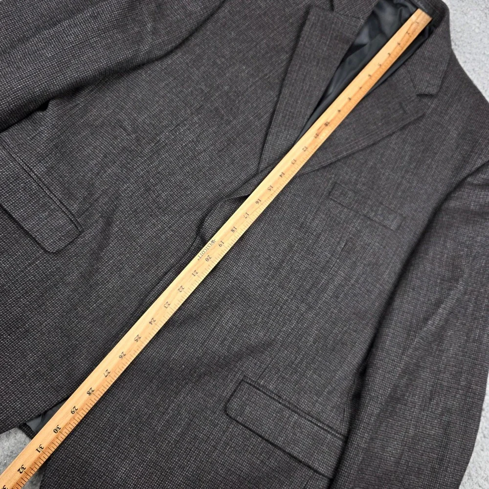 Chaps Mens 46R Wool Blazer Sport‎ Coat Brown Black Micro Check Two Button Jacket